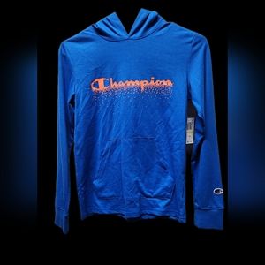 NWT Champion Big Boys Pixel Dissolve Script Hooded T-shirt. Sz. Medium